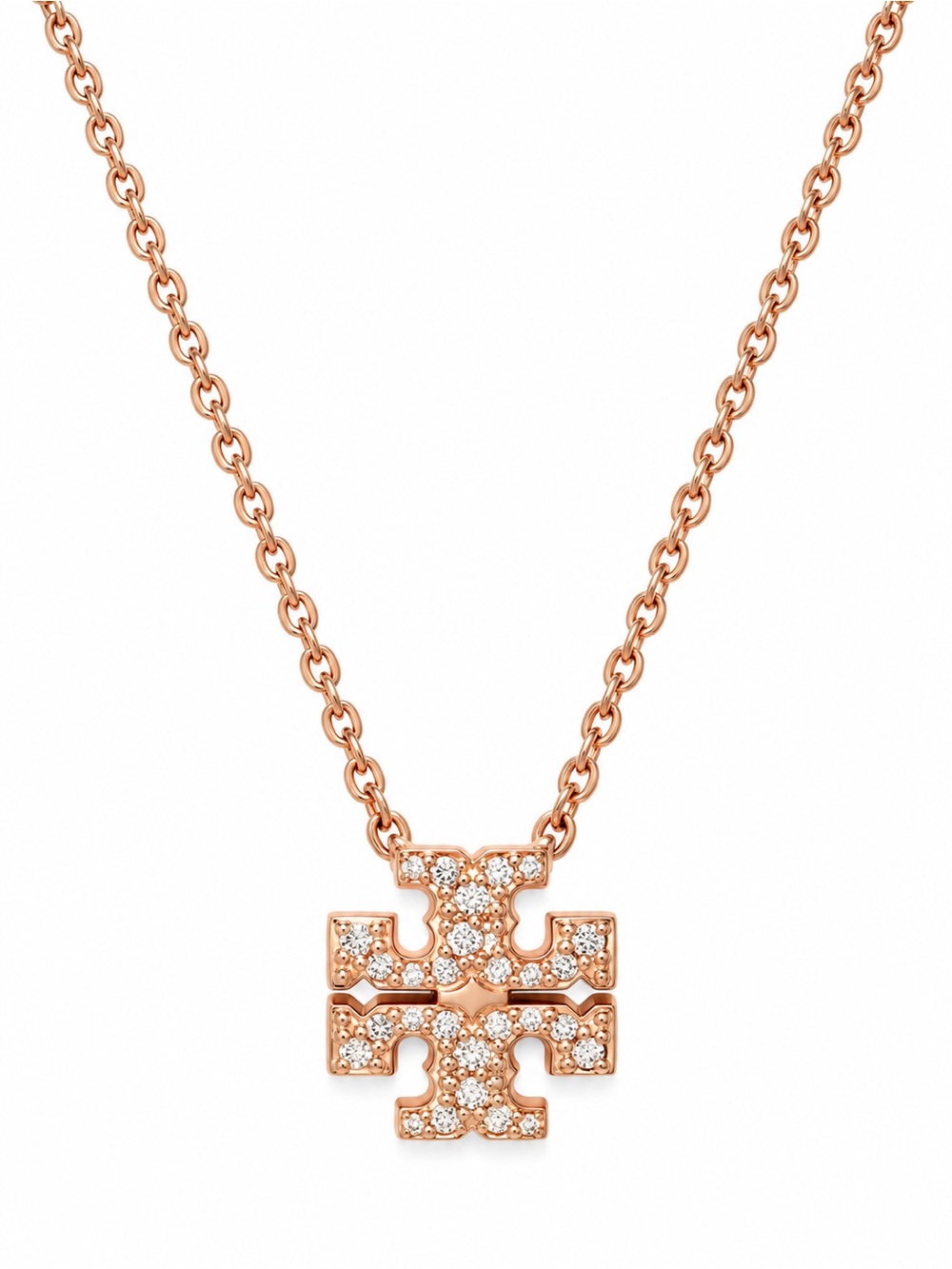 TORY BURCH • Rose Gold Kira Crystal Logo Necklace